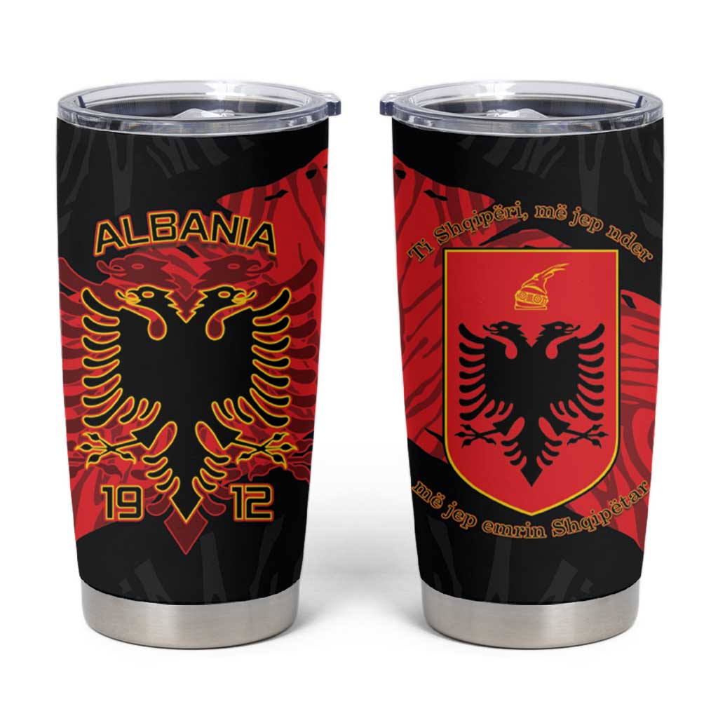 Albania Independence Day Tumbler Cup Albanian Eagle - Grunge Style - Wonder Print Shop