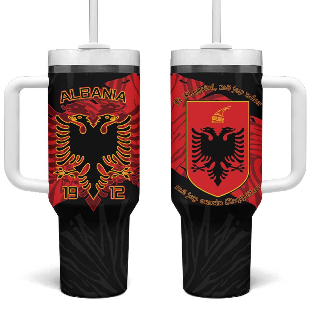 Albania Independence Day Tumbler With Handle Albanian Eagle - Grunge Style - Wonder Print Shop