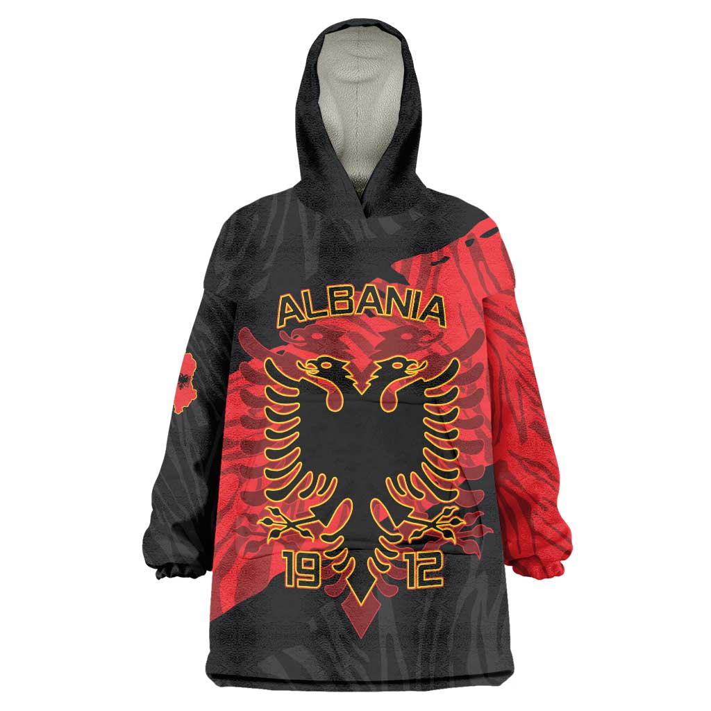 Albania Independence Day Wearable Blanket Hoodie Albanian Eagle - Grunge Style - Wonder Print Shop