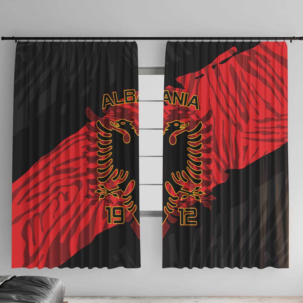 Albania Independence Day Window Curtain Albanian Eagle - Grunge Style - Wonder Print Shop