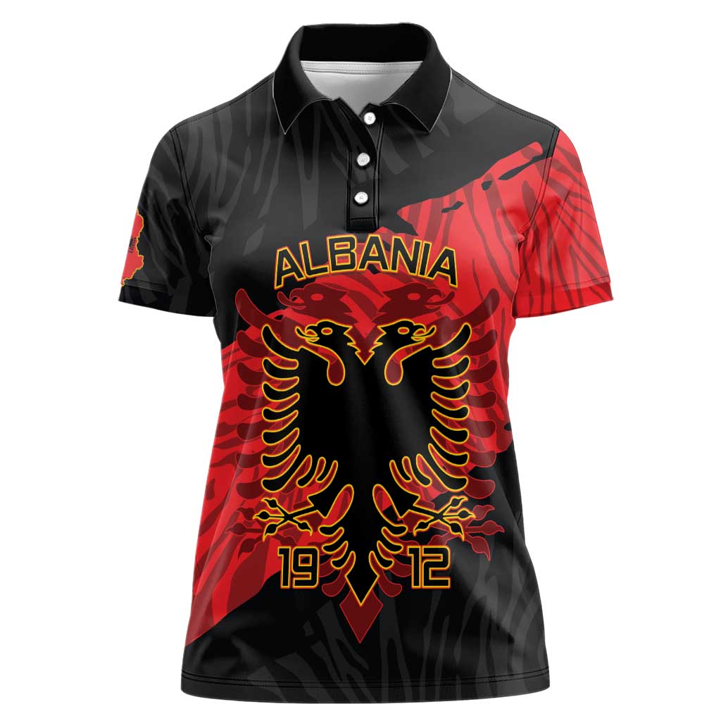 Albania Independence Day Women Polo Shirt Albanian Eagle - Grunge Style - Wonder Print Shop