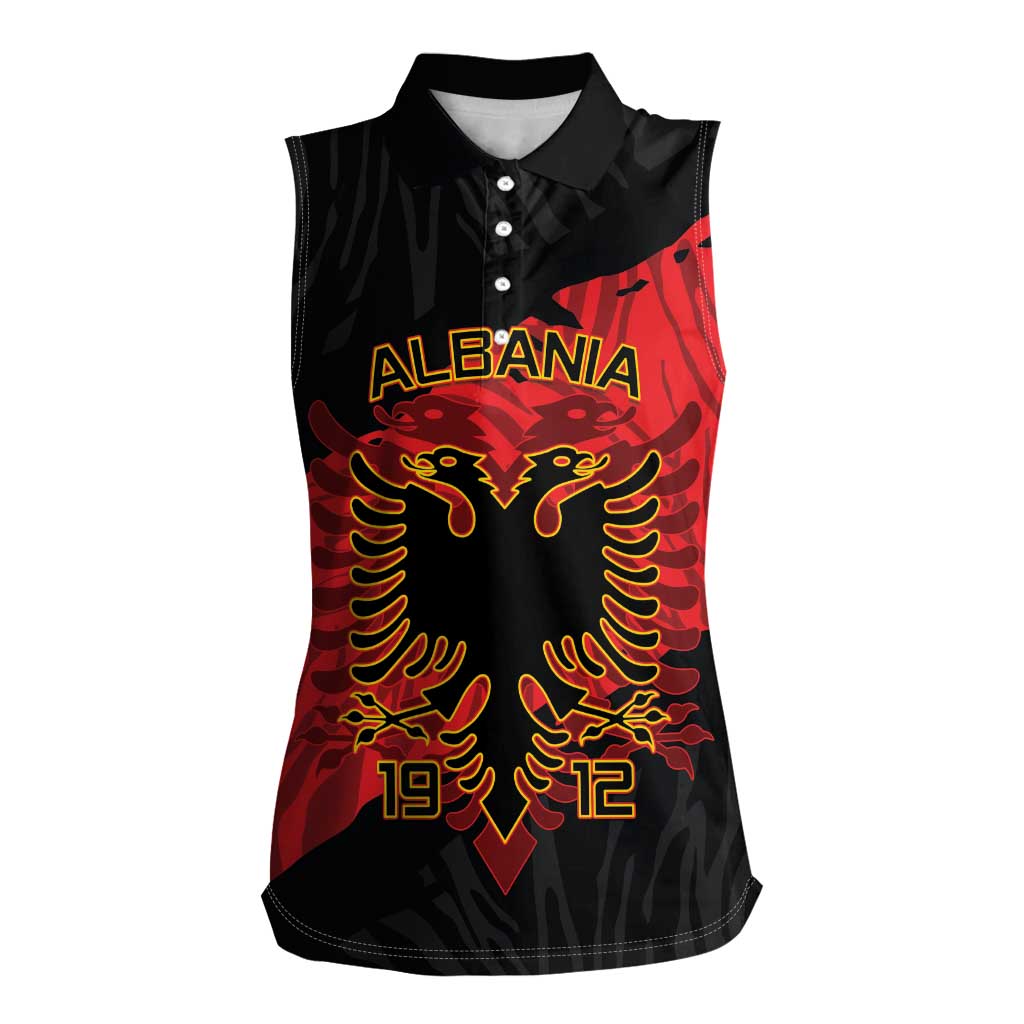 Albania Independence Day Women Sleeveless Polo Shirt Albanian Eagle - Grunge Style - Wonder Print Shop