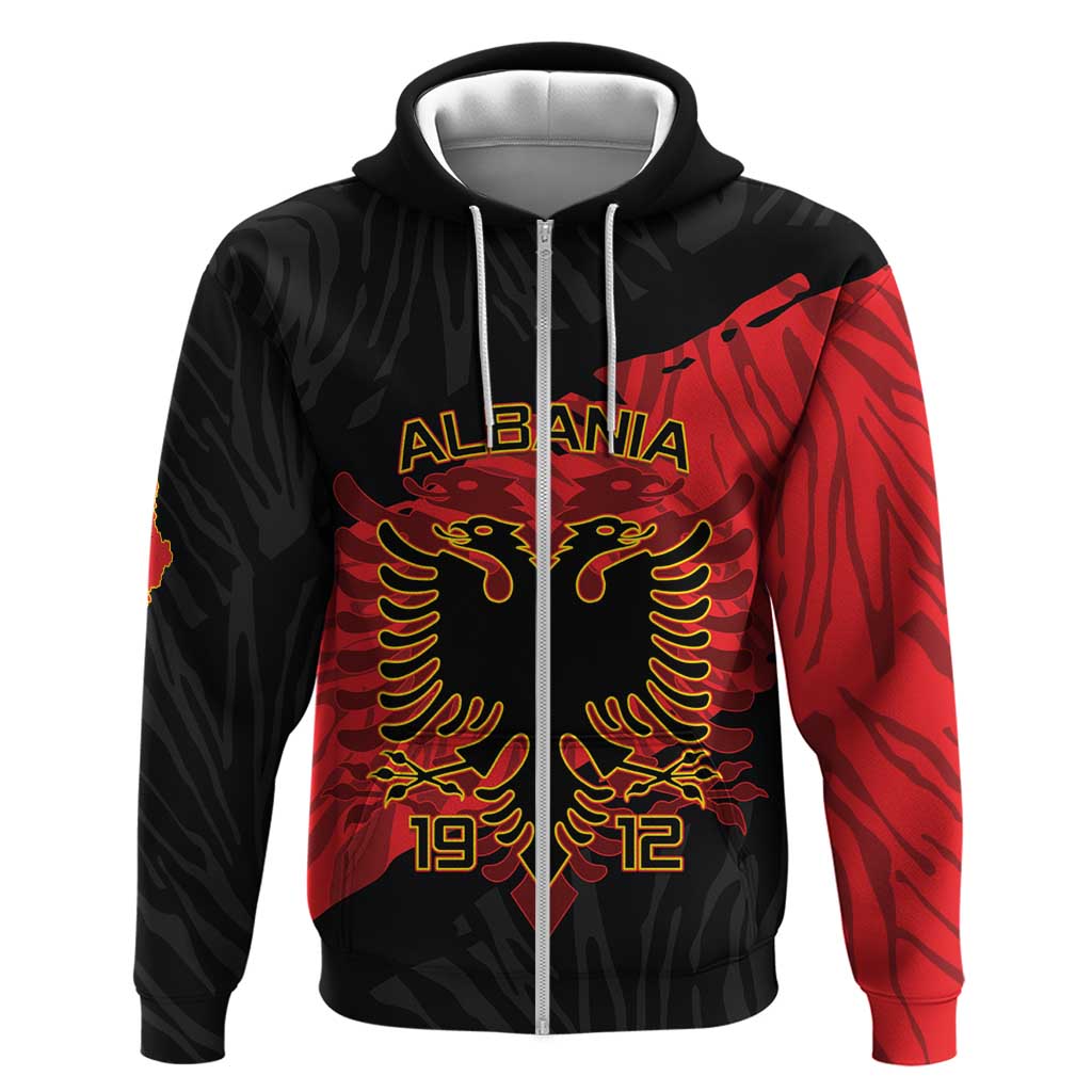 Albania Independence Day Zip Hoodie Albanian Eagle - Grunge Style - Wonder Print Shop