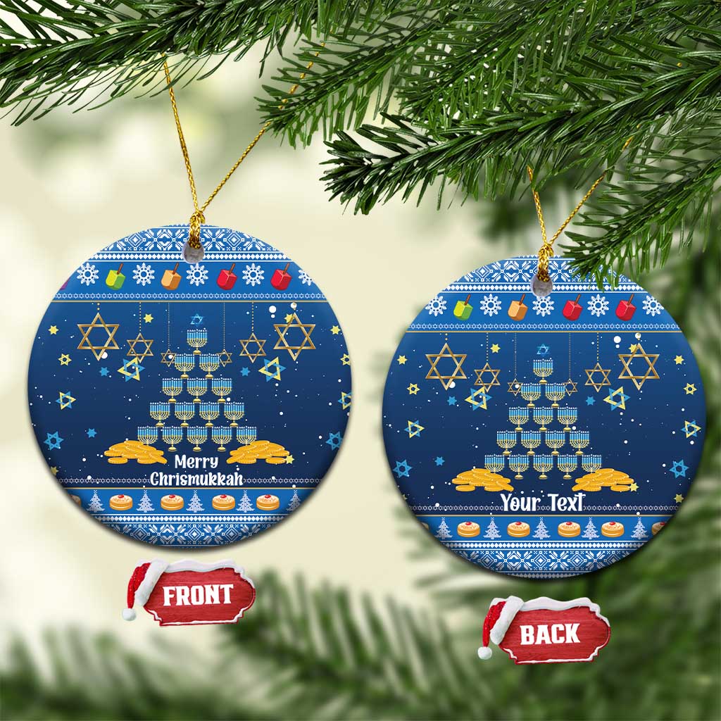 Personalised Jewish Hanukkah Xmas Ceramic Ornament Merry Chrismukkah - Wonder Print Shop