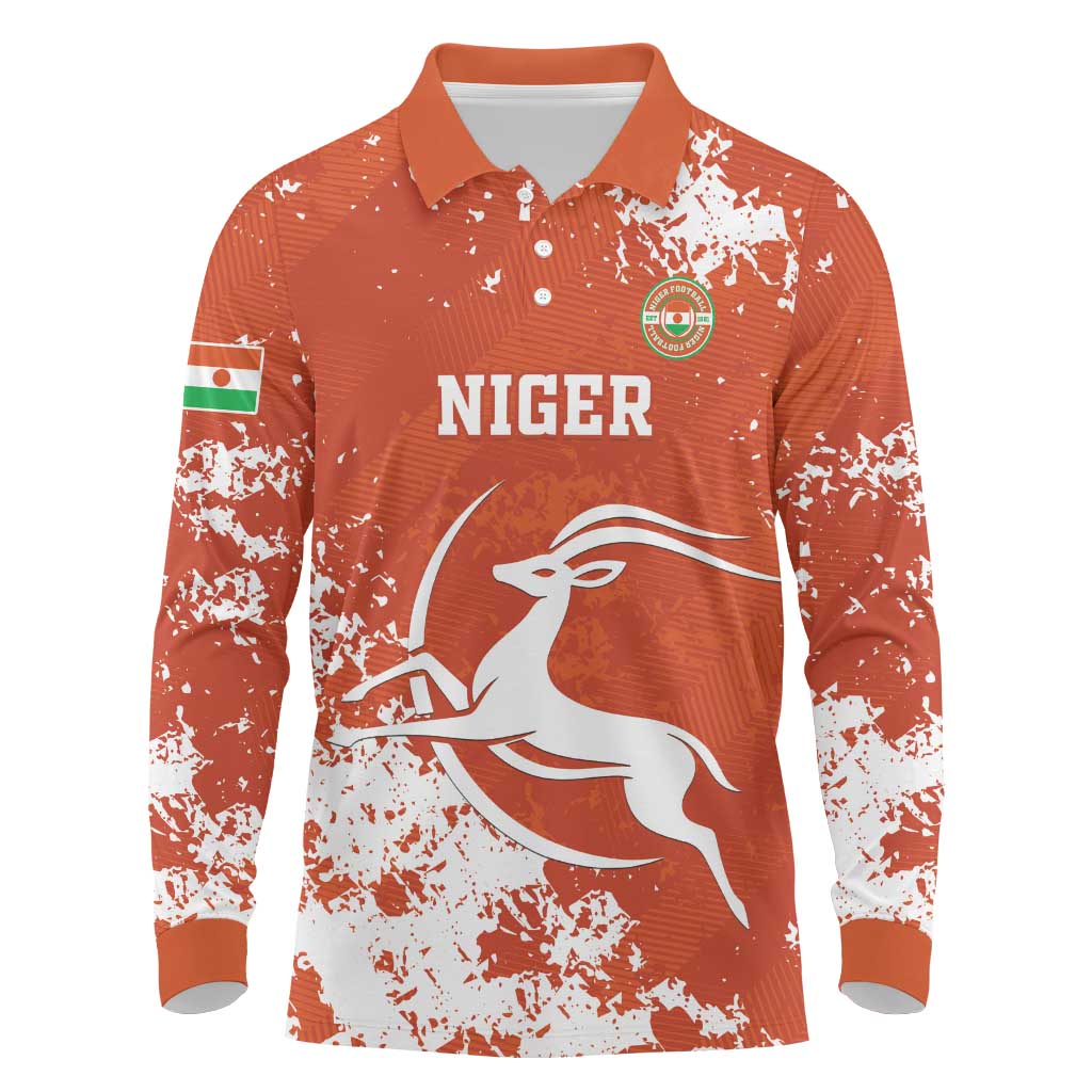 Custom Niger Football Long Sleeve Polo Shirt Go Menas