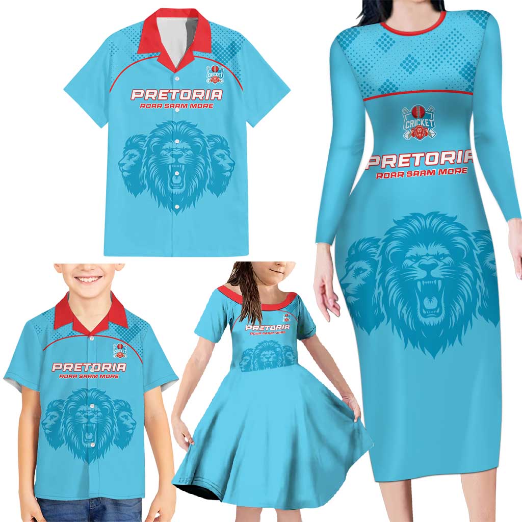 Custom South Africa Pretoria Cricket Family Matching Long Sleeve Bodycon Dress and Hawaiian Shirt Roar Saam More - This Is Pretoria - Wonder Print Shop