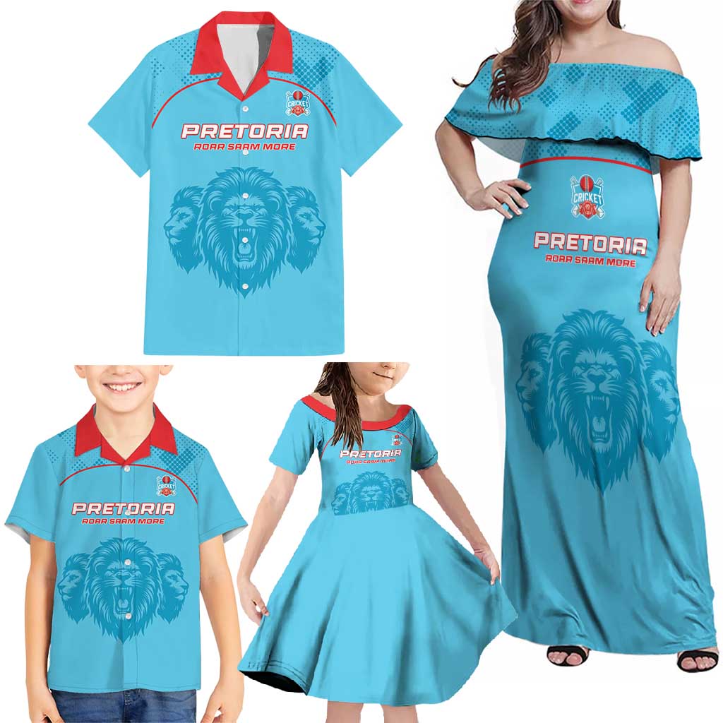 Custom South Africa Pretoria Cricket Family Matching Off Shoulder Maxi Dress and Hawaiian Shirt Roar Saam More - This Is Pretoria - Wonder Print Shop