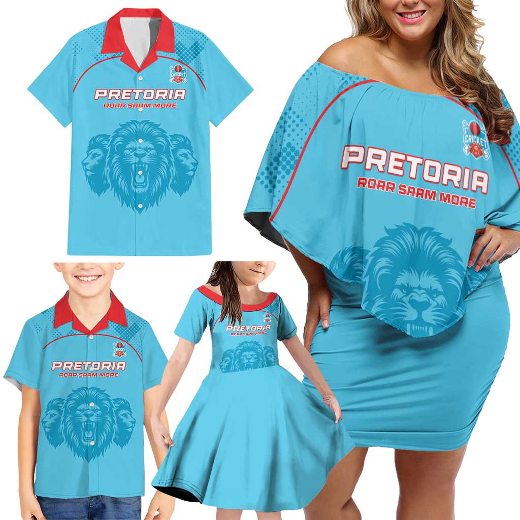 Custom South Africa Pretoria Cricket Family Matching Off Shoulder Short Dress and Hawaiian Shirt Roar Saam More - This Is Pretoria - Wonder Print Shop