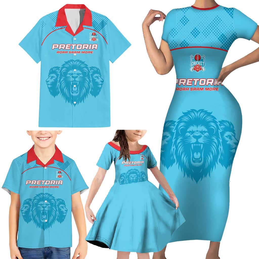 Custom South Africa Pretoria Cricket Family Matching Short Sleeve Bodycon Dress and Hawaiian Shirt Roar Saam More - This Is Pretoria - Wonder Print Shop