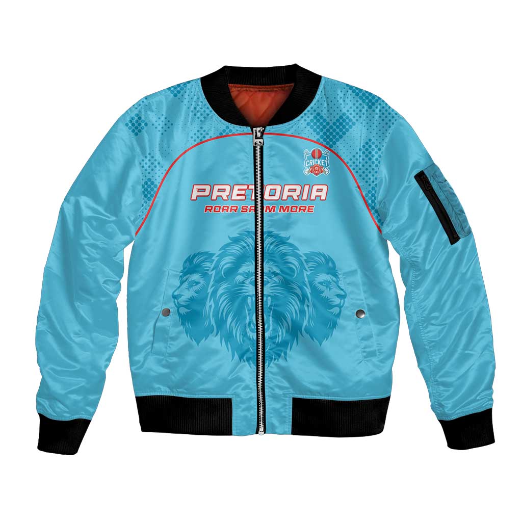 Custom South Africa Pretoria Cricket Sleeve Zip Bomber Jacket Roar Saam More - This Is Pretoria