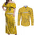 Custom Gabon Football Couples Matching Off Shoulder Maxi Dress and Long Sleeve Button Shirt Go Panthers