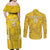 Custom Gabon Football Couples Matching Off Shoulder Maxi Dress and Long Sleeve Button Shirt Go Panthers