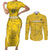 Custom Gabon Football Couples Matching Short Sleeve Bodycon Dress and Long Sleeve Button Shirt Go Panthers