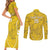 Custom Gabon Football Couples Matching Short Sleeve Bodycon Dress and Long Sleeve Button Shirt Go Panthers