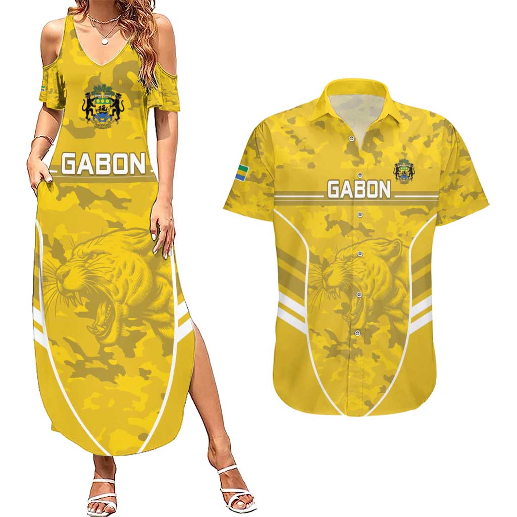 Custom Gabon Football Couples Matching Summer Maxi Dress and Hawaiian Shirt Go Panthers