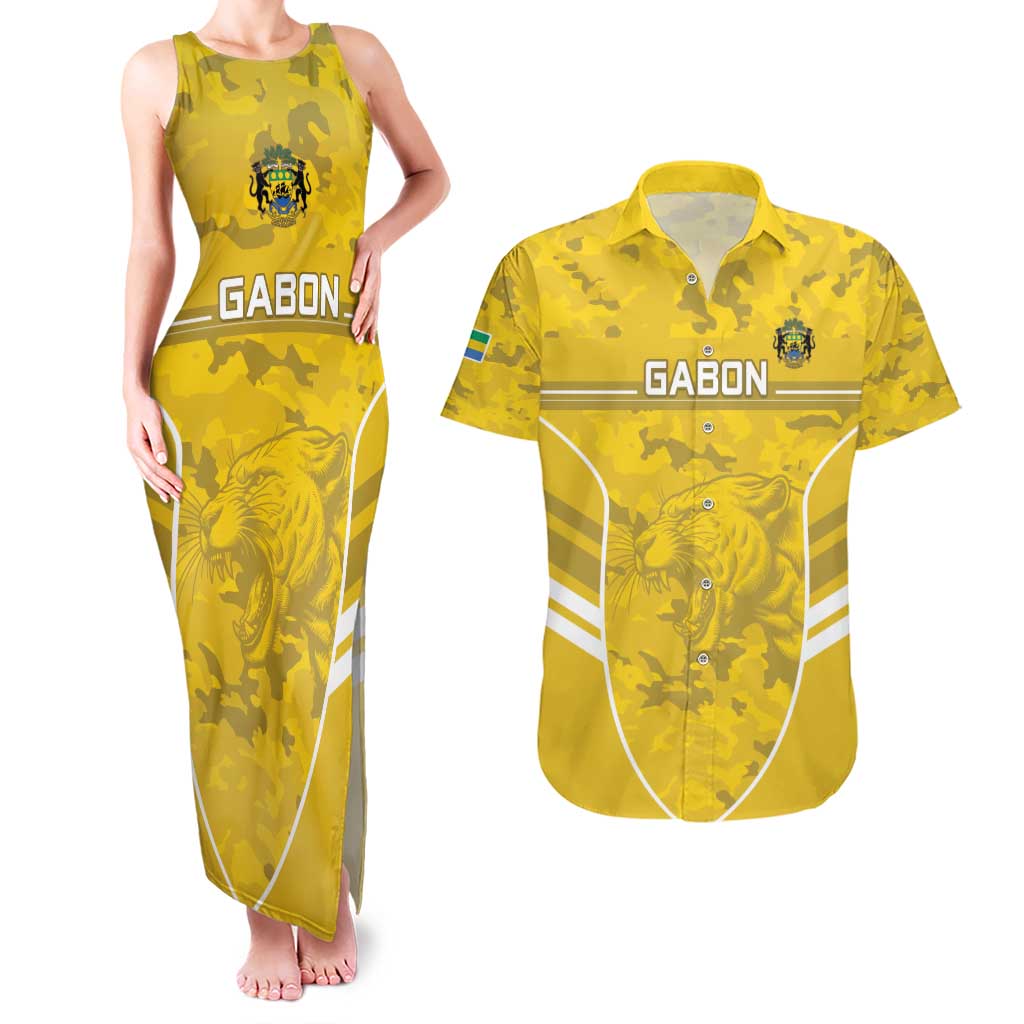 Custom Gabon Football Couples Matching Tank Maxi Dress and Hawaiian Shirt Go Panthers