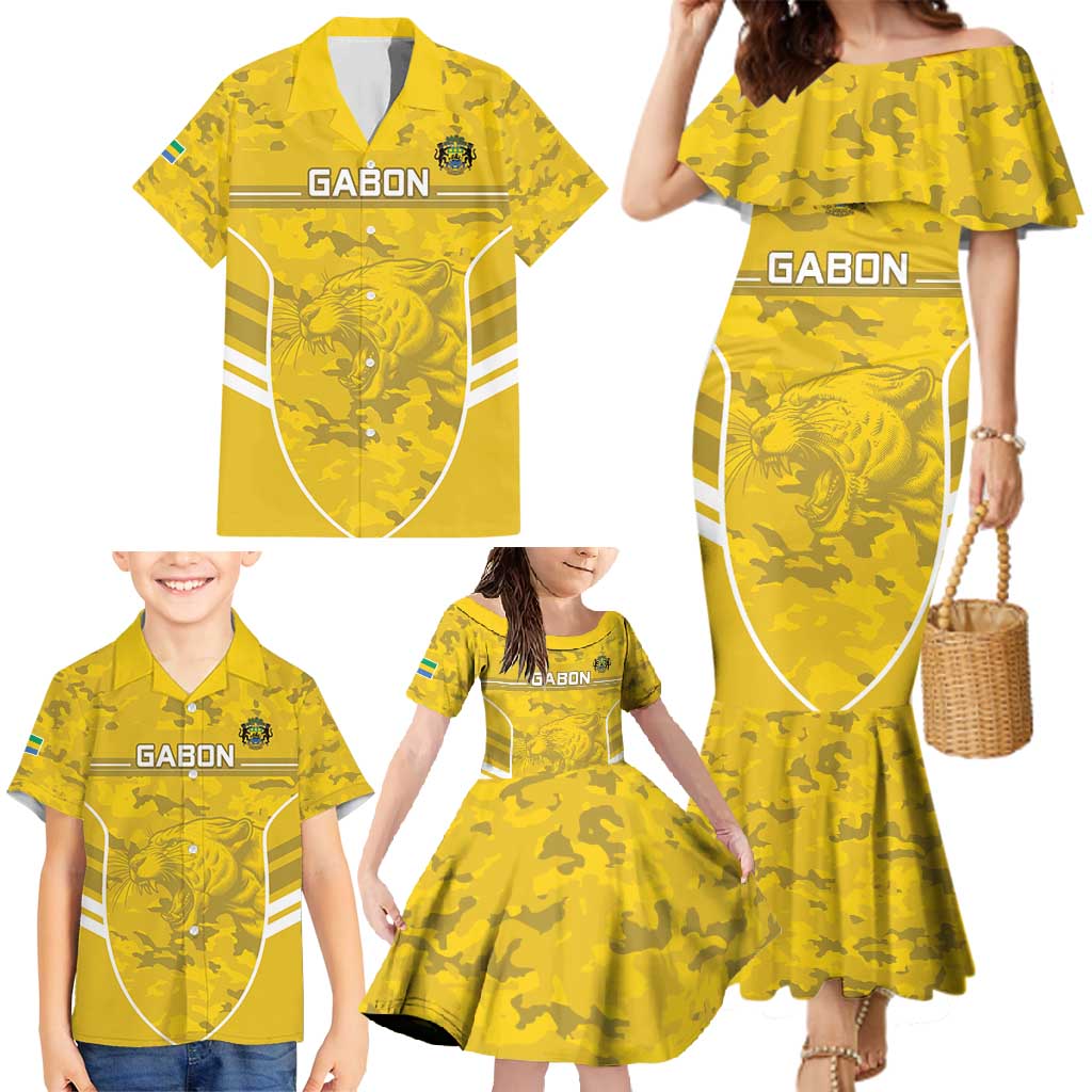 Custom Gabon Football Family Matching Mermaid Dress and Hawaiian Shirt Go Panthers