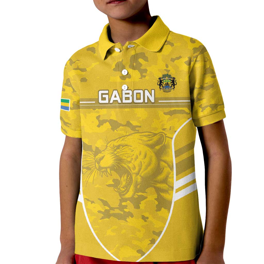 Custom Gabon Football Kid Polo Shirt Go Panthers