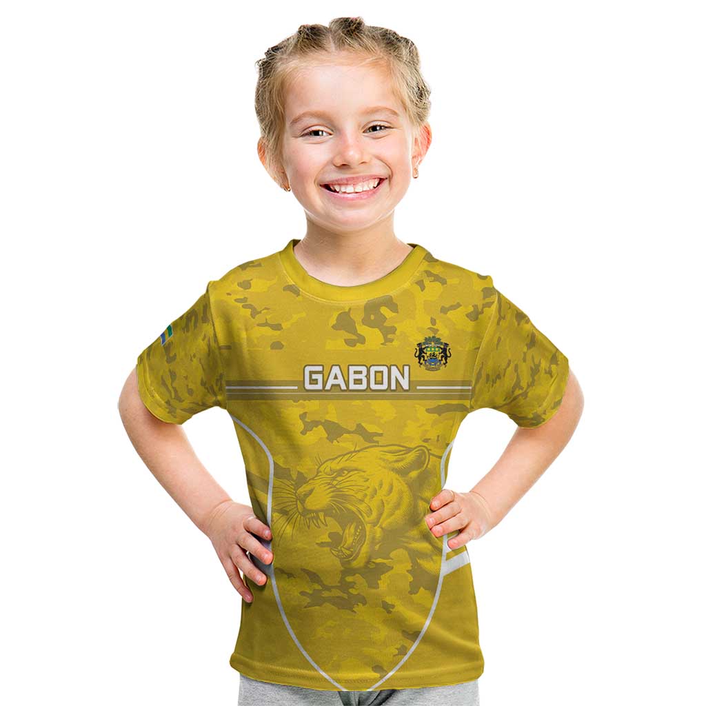 Custom Gabon Football Kid T Shirt Go Panthers