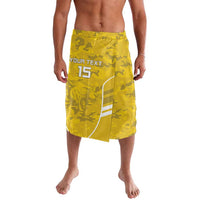 Yellow camouflage shorts with number 15 and YOUR TEXT front print
