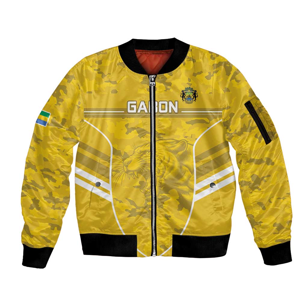 Custom Gabon Football Sleeve Zip Bomber Jacket Go Panthers - Wonder Print Shop