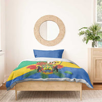 Personalised Gabon bedding set, blue and green yellow coat of arms duvet with one pillowcase