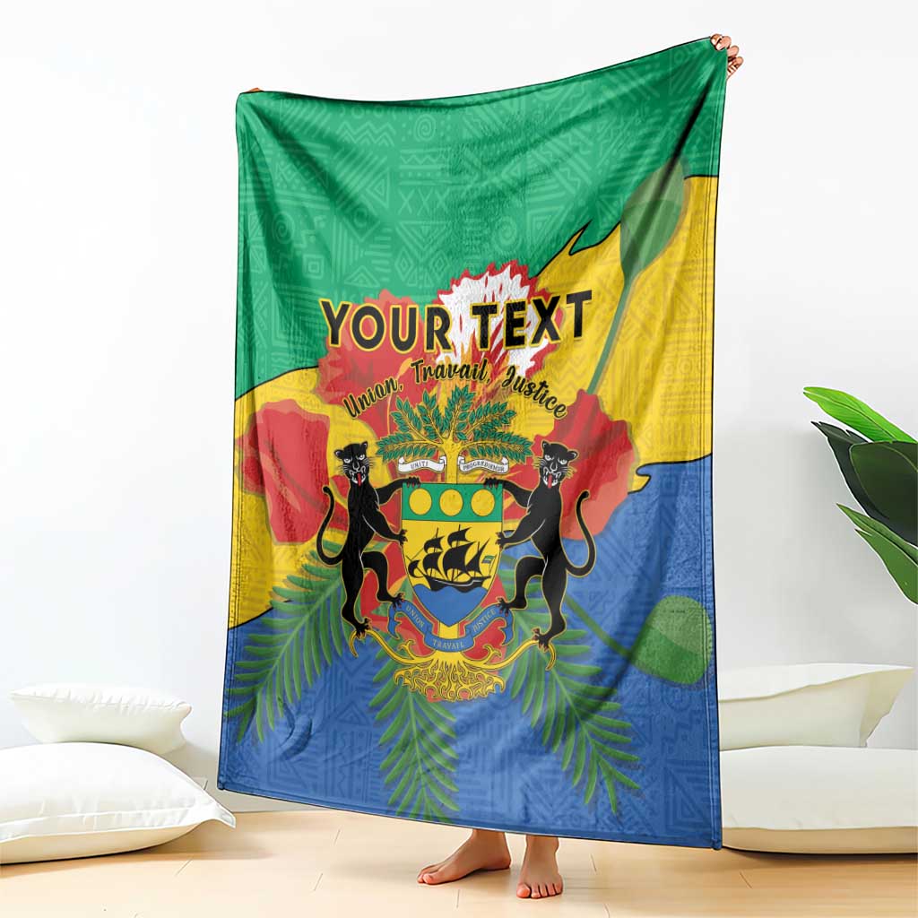 Personalized green, yellow and blue blanket coat with coat-of-arms and African pattern