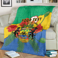 Personalized green, yellow and blue blanket coat with coat-of-arms graphic and African pattern