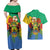 Personalised Gabon Couples Matching Off Shoulder Maxi Dress and Hawaiian Shirt Coat Of Arms With African Pattern