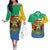 Personalised Gabon Couples Matching Off The Shoulder Long Sleeve Dress and Hawaiian Shirt Coat Of Arms With African Pattern