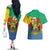 Personalised Gabon Couples Matching Off The Shoulder Long Sleeve Dress and Hawaiian Shirt Coat Of Arms With African Pattern