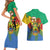 Personalised Gabon Couples Matching Short Sleeve Bodycon Dress and Hawaiian Shirt Coat Of Arms With African Pattern