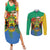 Personalised Gabon Couples Matching Summer Maxi Dress and Long Sleeve Button Shirt Coat Of Arms With African Pattern