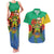 Personalised Gabon Couples Matching Tank Maxi Dress and Hawaiian Shirt Coat Of Arms With African Pattern