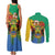 Personalised Gabon Couples Matching Tank Maxi Dress and Long Sleeve Button Shirt Coat Of Arms With African Pattern