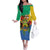 Personalised Gabon Family Matching Off The Shoulder Long Sleeve Dress and Hawaiian Shirt Coat Of Arms With African Pattern