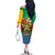 Personalised Gabon Family Matching Off The Shoulder Long Sleeve Dress and Hawaiian Shirt Coat Of Arms With African Pattern