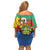 Personalised Gabon Family Matching Off Shoulder Short Dress and Hawaiian Shirt Coat Of Arms With African Pattern