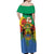 Personalised Gabon Off Shoulder Maxi Dress Coat Of Arms With African Pattern