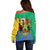 Personalised Gabon Off Shoulder Sweater Coat Of Arms With African Pattern