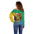 Personalised Gabon Off Shoulder Sweater Coat Of Arms With African Pattern