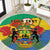 Personalised Gabon Round Carpet Coat Of Arms With African Pattern - Wonder Print Shop