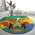 Personalised Gabon Round Carpet Coat Of Arms With African Pattern - Wonder Print Shop