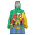 Personalised Gabon Wearable Blanket Hoodie Coat Of Arms With African Pattern - Wonder Print Shop