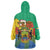 Personalised Gabon Wearable Blanket Hoodie Coat Of Arms With African Pattern - Wonder Print Shop