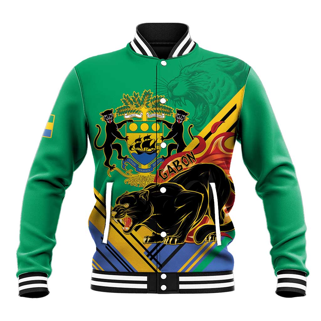 Gabon Black Panther Baseball Jacket Coat Of Arms