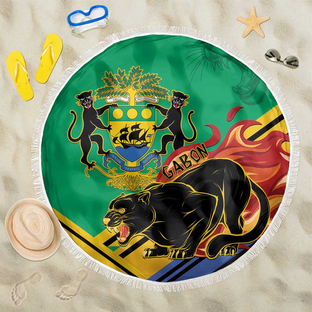 Gabon Black Panther Beach Blanket Coat Of Arms