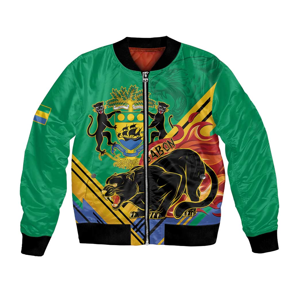 Gabon Black Panther Bomber Jacket Coat Of Arms