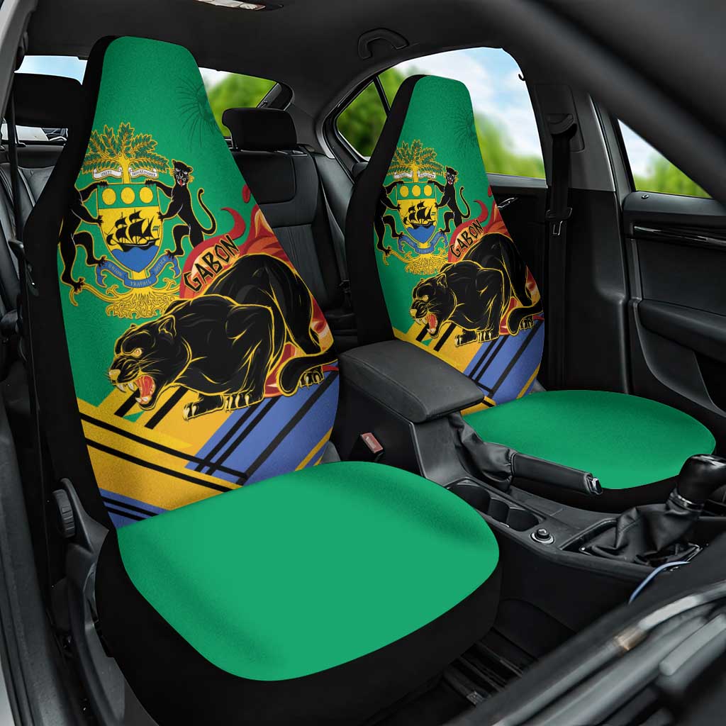 Gabon Black Panther Car Seat Cover Coat Of Arms