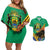 Gabon Black Panther Couples Matching Off Shoulder Short Dress and Hawaiian Shirt Coat Of Arms